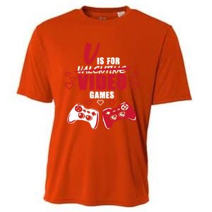 V Is For Video Games Valentine's Day Gamer Gift Cooling Performance Crew T-Shirt