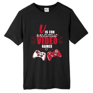 V Is For Video Games Valentine's Day Gamer Gift Tall Fusion ChromaSoft Performance T-Shirt