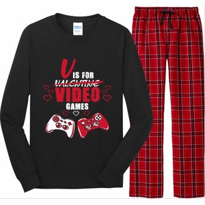 V Is For Video Games Valentine's Day Gamer Gift Long Sleeve Pajama Set