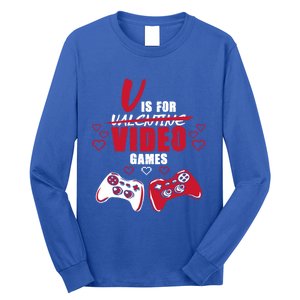 V Is For Video Games Valentine's Day Gamer Gift Long Sleeve Shirt