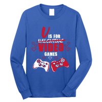 V Is For Video Games Valentine's Day Gamer Gift Long Sleeve Shirt