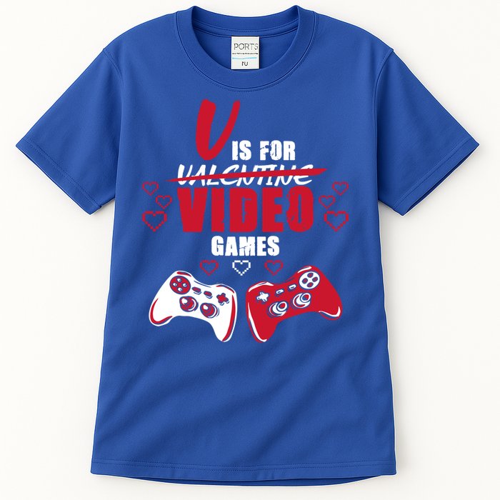 V Is For Video Games Valentine's Day Gamer Gift Tall T-Shirt