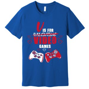 V Is For Video Games Valentine's Day Gamer Gift Premium T-Shirt