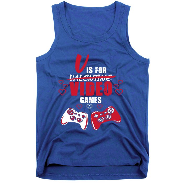 V Is For Video Games Valentine's Day Gamer Gift Tank Top