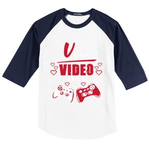 V Is For Video Games Valentine's Day Gamer Gift Baseball Sleeve Shirt