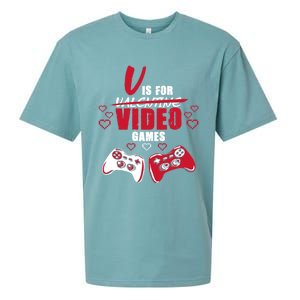 V Is For Video Games Valentine's Day Gamer Gift Sueded Cloud Jersey T-Shirt