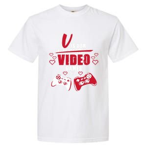 V Is For Video Games Valentine's Day Gamer Gift Garment-Dyed Heavyweight T-Shirt