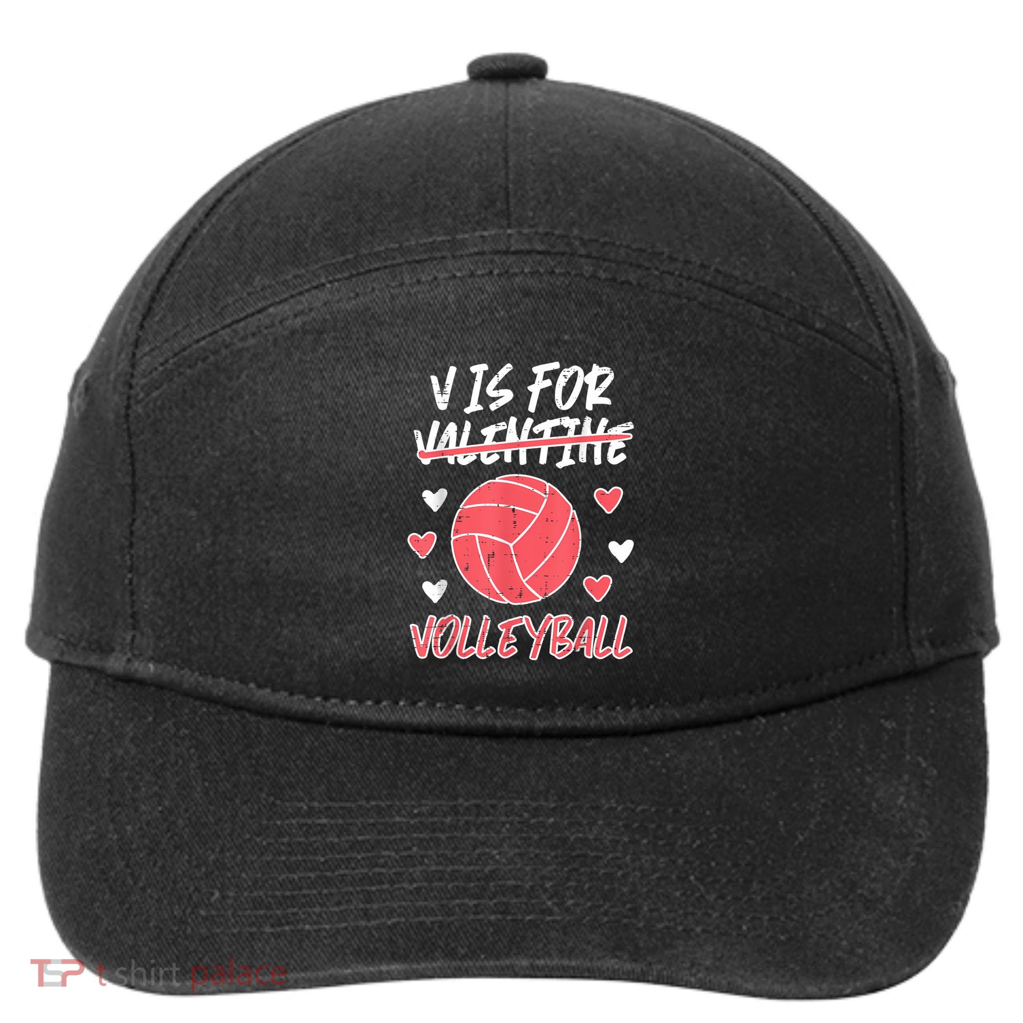 V Is For Valentine Volleyball Funny Player 7-Panel Snapback Hat
