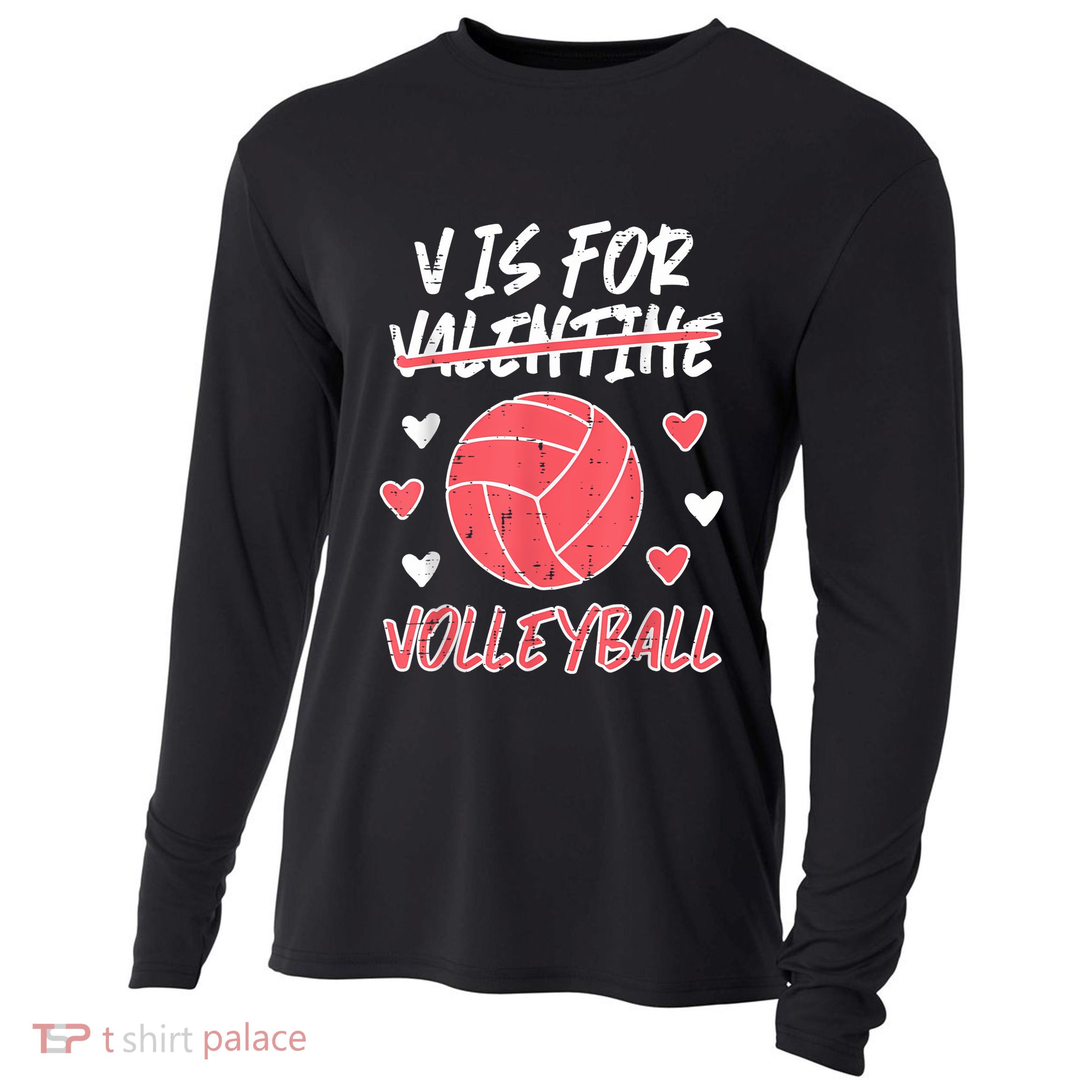 V Is For Valentine Volleyball Funny Player Cooling Performance Long Sleeve Crew