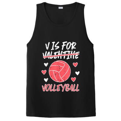 V Is For Valentine Volleyball Funny Player PosiCharge Competitor Tank