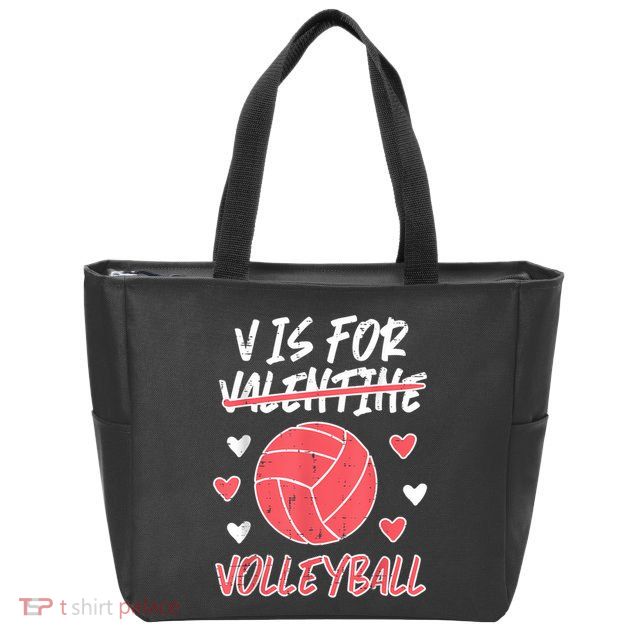 V Is For Valentine Volleyball Funny Player Zip Tote Bag