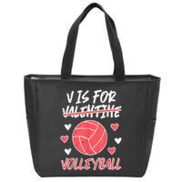 V Is For Valentine Volleyball Funny Player Zip Tote Bag