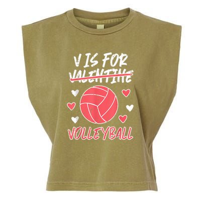 V Is For Valentine Volleyball Funny Player Garment-Dyed Women's Muscle Tee