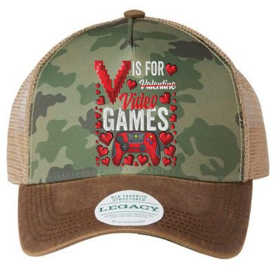 V Is For Video Games Funny Valentines Day Gamer Legacy Tie Dye Trucker Hat