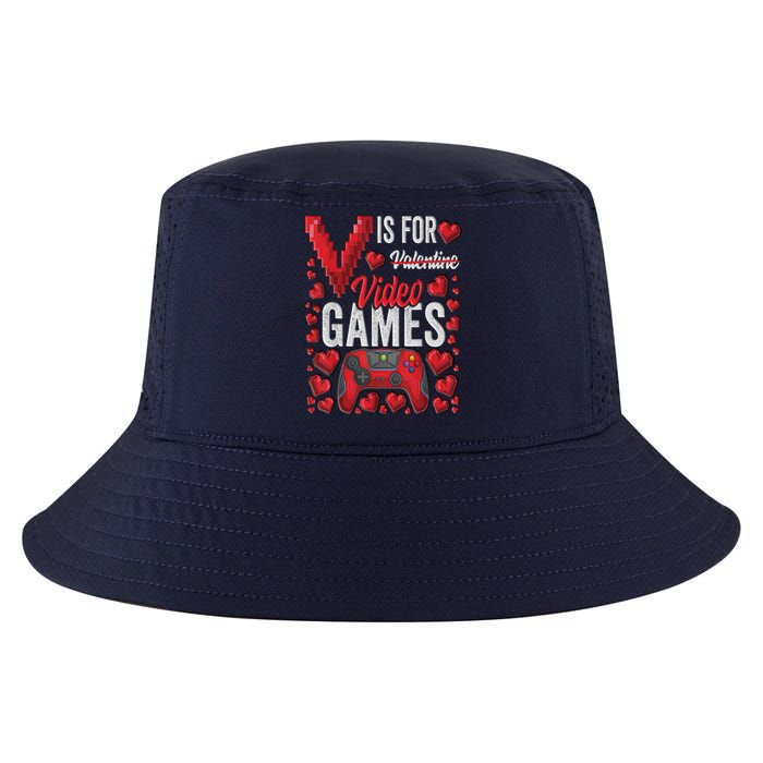 V Is For Video Games Funny Valentines Day Gamer Cool Comfort Performance Bucket Hat