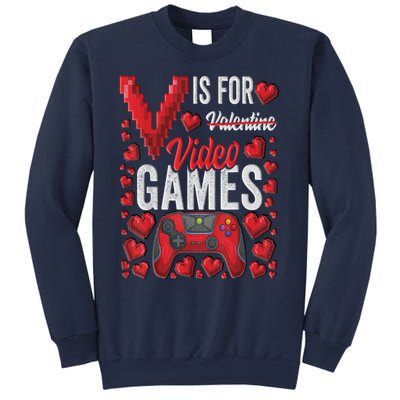 V Is For Video Games Funny Valentines Day Gamer Sweatshirt