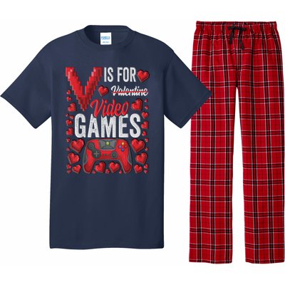 V Is For Video Games Funny Valentines Day Gamer Pajama Set