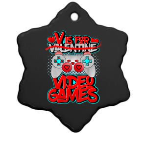 V Is For Video Games Valentines Day Funny Valentine Outfit Ceramic Star Ornament