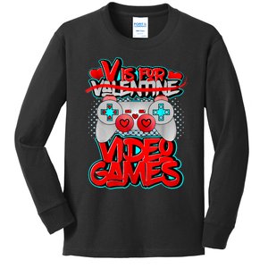 V Is For Video Games Valentines Day Funny Valentine Outfit Kids Long Sleeve Shirt