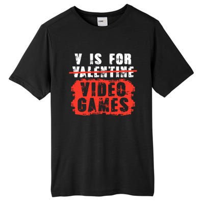 V Is For Video Games Vintage Valentines Day Gift Tall Fusion ChromaSoft Performance T-Shirt