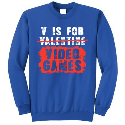 V Is For Video Games Vintage Valentines Day Gift Sweatshirt