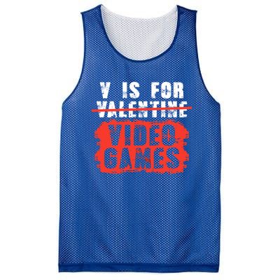 V Is For Video Games Vintage Valentines Day Gift Mesh Reversible Basketball Jersey Tank