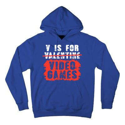 V Is For Video Games Vintage Valentines Day Gift Tall Hoodie