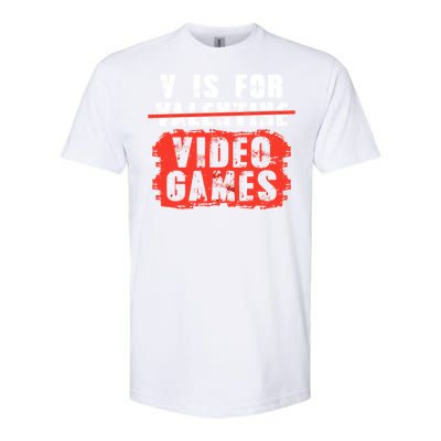 V Is For Video Games Vintage Valentines Day Gift Softstyle CVC T-Shirt