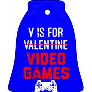 V Is For Video Games Valentines Day Gamer Gift Ceramic Bell Ornament