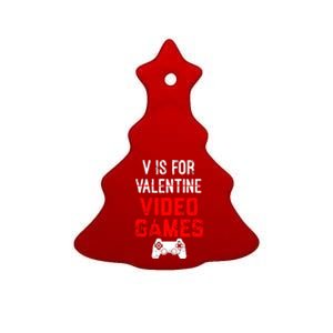 V Is For Video Games Valentines Day Gamer Gift Ceramic Tree Ornament