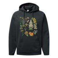 Vintage Inspired Flower Botanical Plants Nature Green Garden Performance Fleece Hoodie