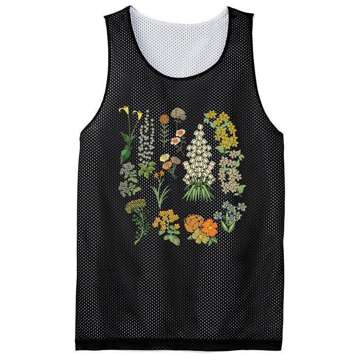 Vintage Inspired Flower Botanical Plants Nature Green Garden Mesh Reversible Basketball Jersey Tank