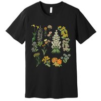 Vintage Inspired Flower Botanical Plants Nature Green Garden Premium T-Shirt