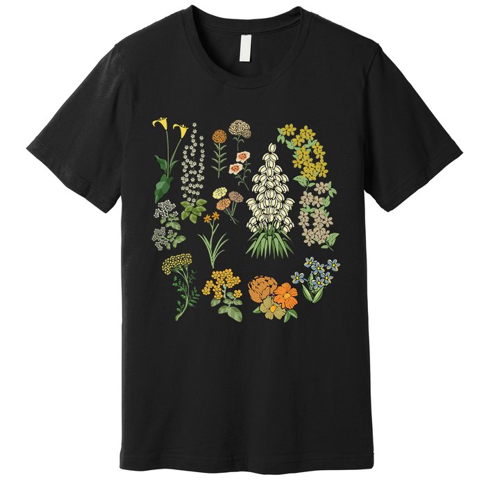 Vintage Inspired Flower Botanical Plants Nature Green Garden Premium T-Shirt