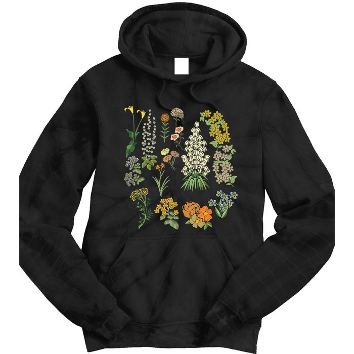 Vintage Inspired Flower Botanical Plants Nature Green Garden Tie Dye Hoodie