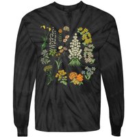 Vintage Inspired Flower Botanical Plants Nature Green Garden Tie-Dye Long Sleeve Shirt