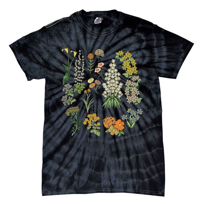 Vintage Inspired Flower Botanical Plants Nature Green Garden Tie-Dye T-Shirt