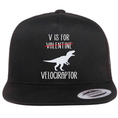 V Is For Velociraptor Funny Anti Valentines Day Flatbill Hat
