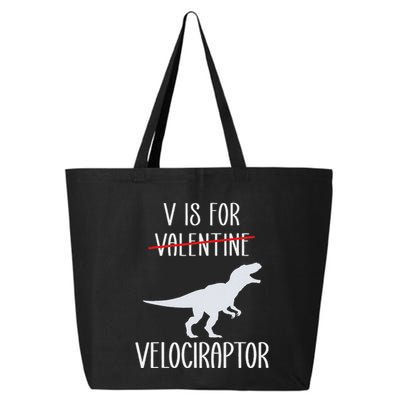 V Is For Velociraptor Funny Anti Valentines Day 25L Jumbo Tote