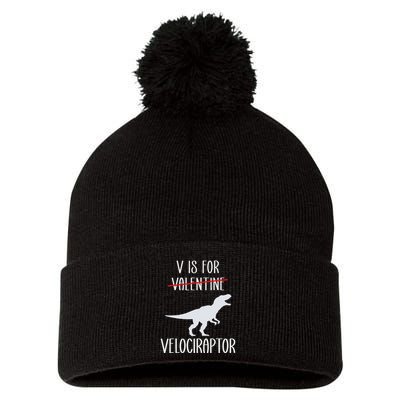 V Is For Velociraptor Funny Anti Valentines Day Pom Pom 12in Knit Beanie