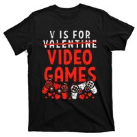 V Is For Video Games Valentine Gamer Valentines Day T-Shirt