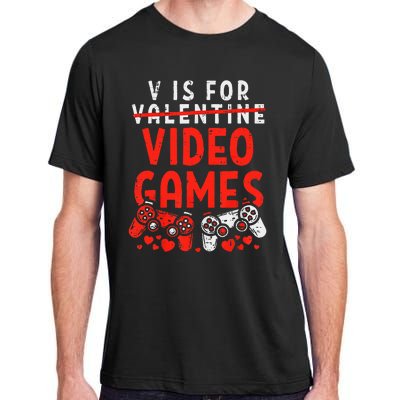 V Is For Video Games Valentine Gamer Valentines Day Adult ChromaSoft Performance T-Shirt