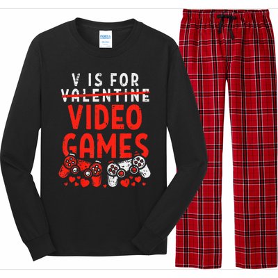 V Is For Video Games Valentine Gamer Valentines Day Long Sleeve Pajama Set