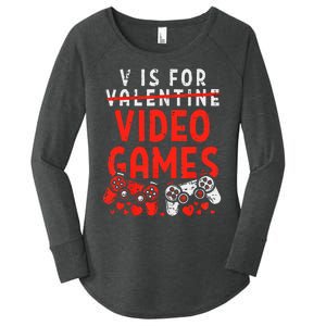 V Is For Video Games Valentine Gamer Valentines Day Women's Perfect Tri Tunic Long Sleeve Shirt