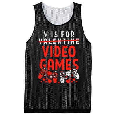 V Is For Video Games Valentine Gamer Valentines Day Mesh Reversible Basketball Jersey Tank