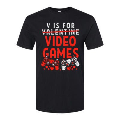 V Is For Video Games Valentine Gamer Valentines Day Softstyle CVC T-Shirt