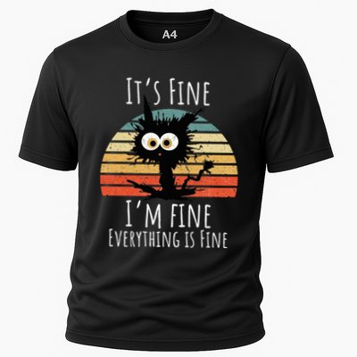 Vintage It's Fine I'm Fine Everything Is Fine Cat Father Performance Shirt