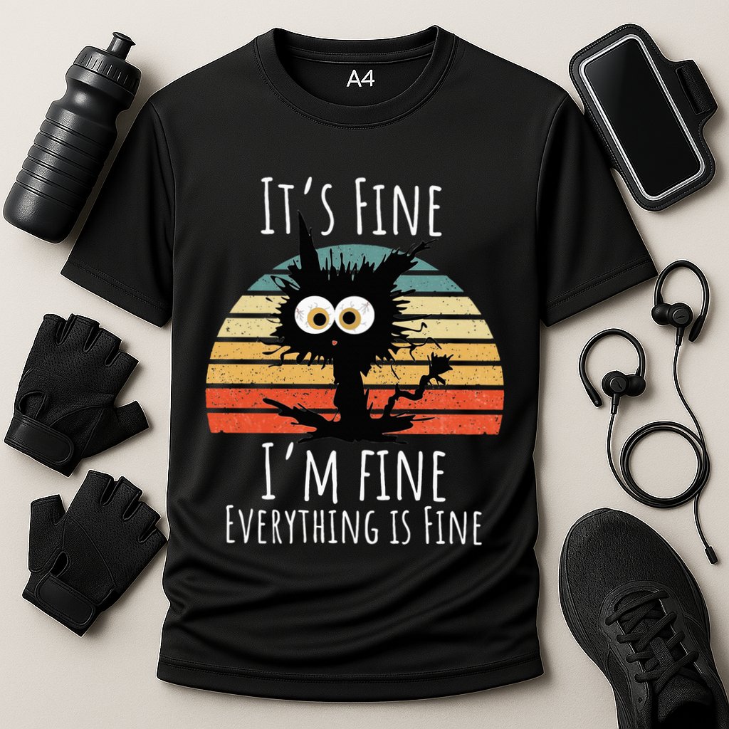 Vintage It's Fine I'm Fine Everything Is Fine Cat Father Performance Shirt