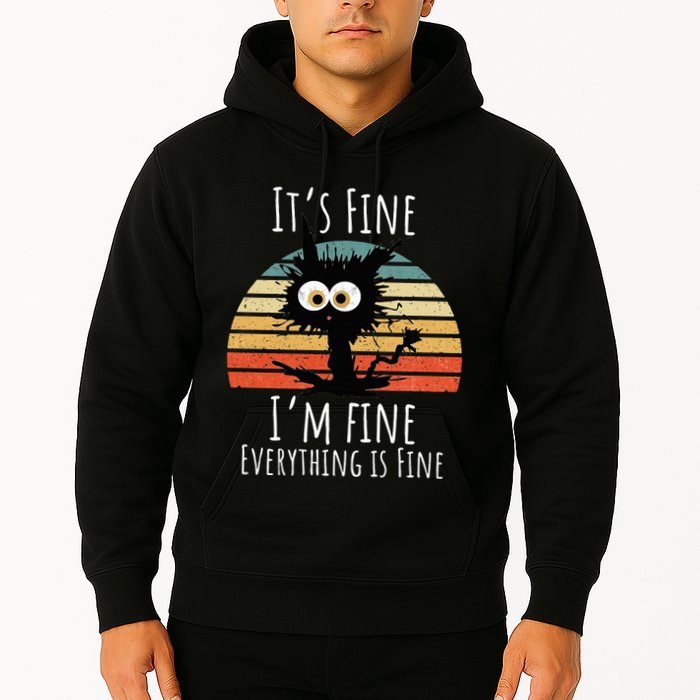 Vintage It's Fine I'm Fine Everything Is Fine Cat Father Hoodie