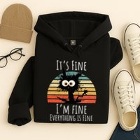 Vintage It's Fine I'm Fine Everything Is Fine Cat Father Hoodie